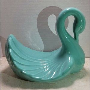 Vintage Ceramic Swan Hand Towel Washcloth Holder Bathroom Decor Sea Foam Green